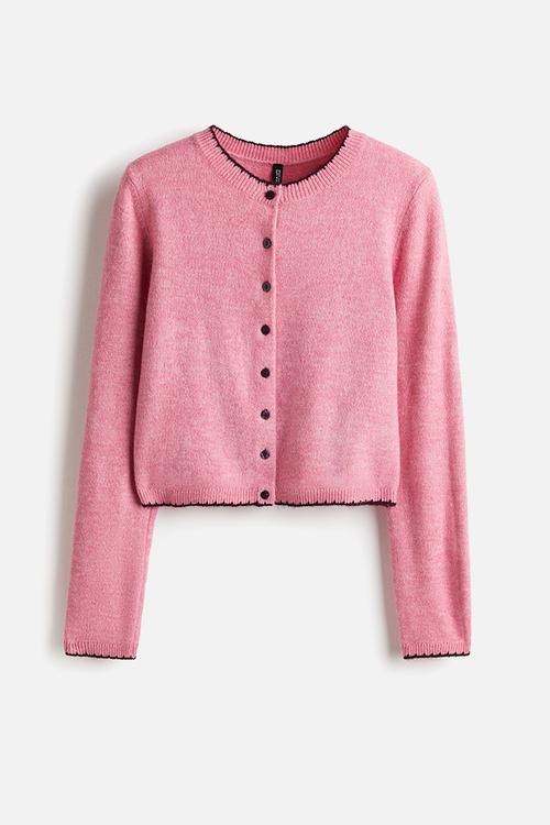 Fine-knit cardigan - pink