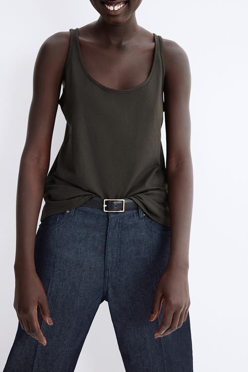 Cotton vest top - dark green