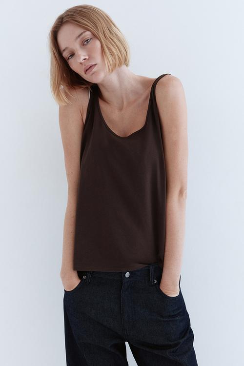 Cotton vest top - dark brown