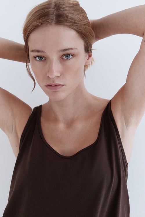 Cotton vest top - dark brown