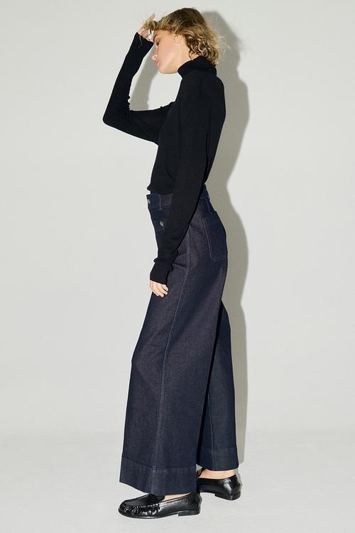 Wide high ankle jeans - dark denim blue