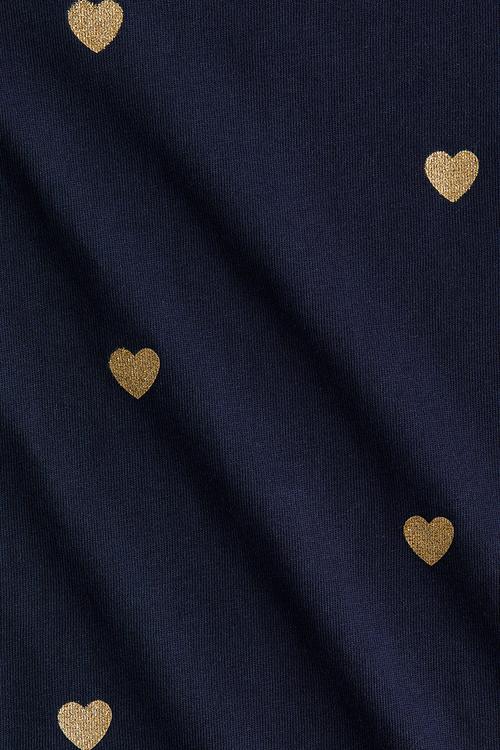 Printed flutter-sleeved top -  navy blue/hearts