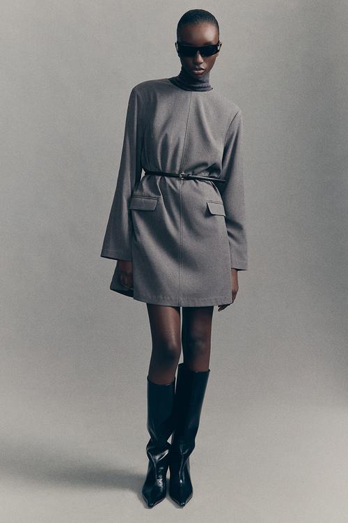 Shoulder-pad dress - dark  grey