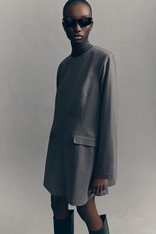 Shoulder-pad dress - dark  grey