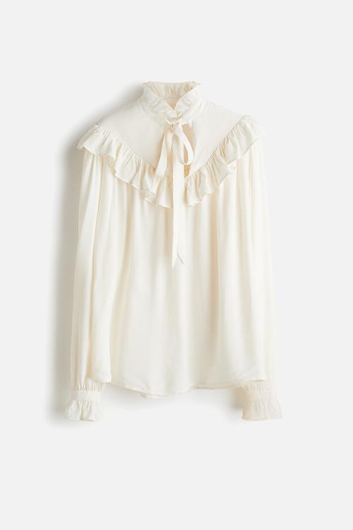 Frill-trimmed blouse - cream 