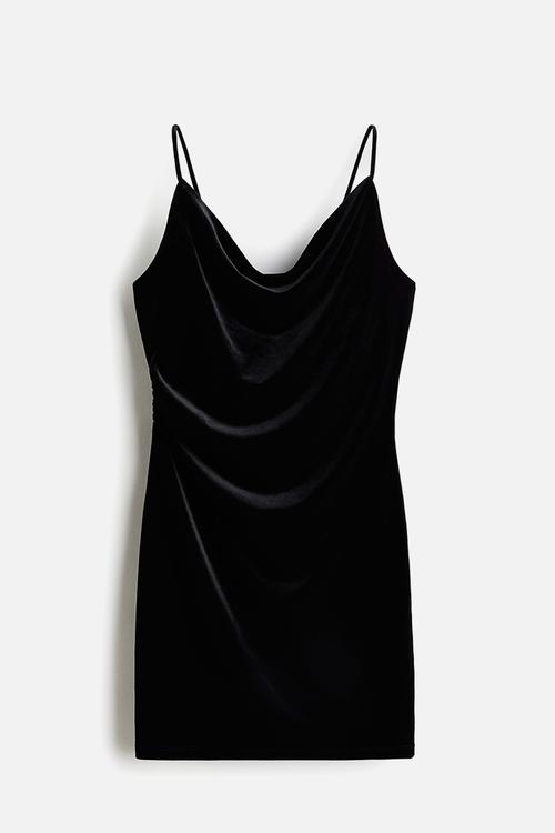 Draped strappy dress - black
