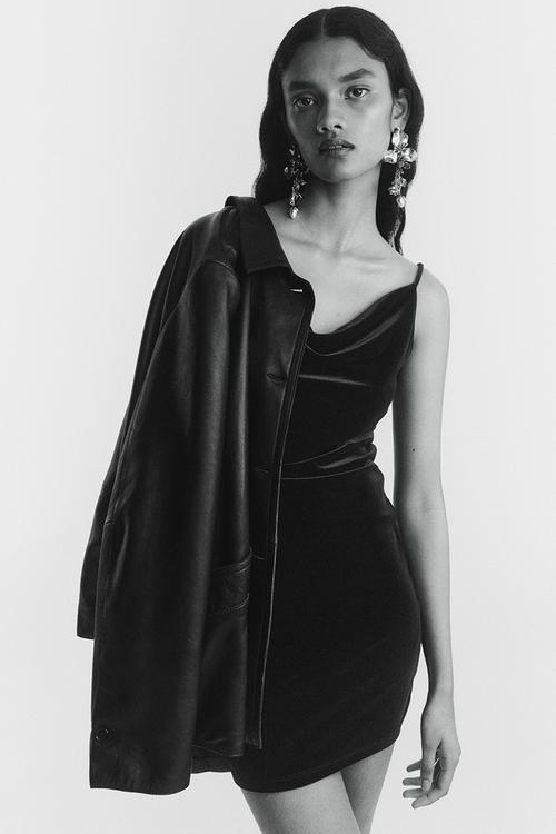 Draped strappy dress - black