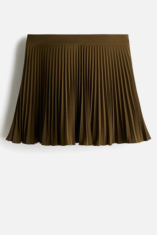 Pleated mini skort - dark khaki  green