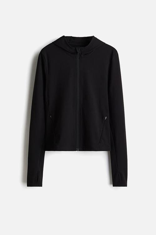Hooded sports jacket with softmove™ - black