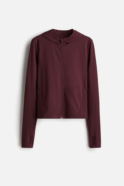 Hooded sports jacket with softmove™ - light burgundy