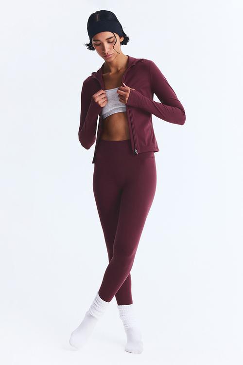 Hooded sports jacket with softmove™ - light burgundy