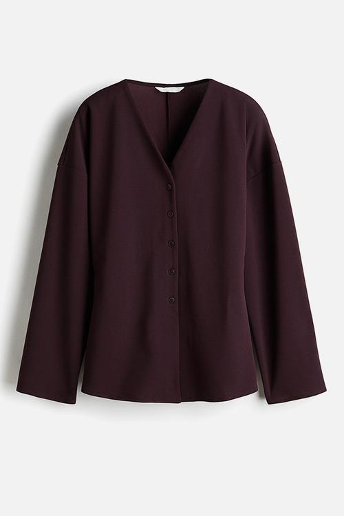 Button-front top - burgundy
