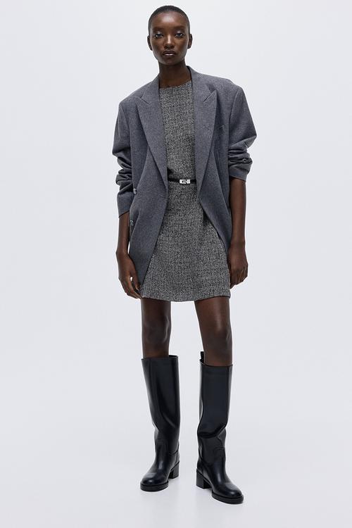 Belted dress - black marl