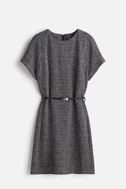 Belted dress - black marl