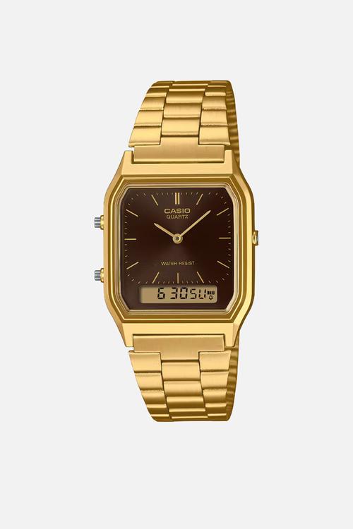 Retro Anadigi Brown Dial - Gold