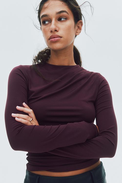 Draped top - burgundy