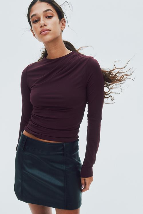 Draped top - burgundy