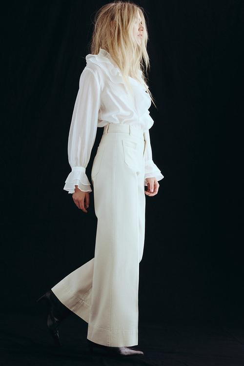 Wide twill trousers - beige