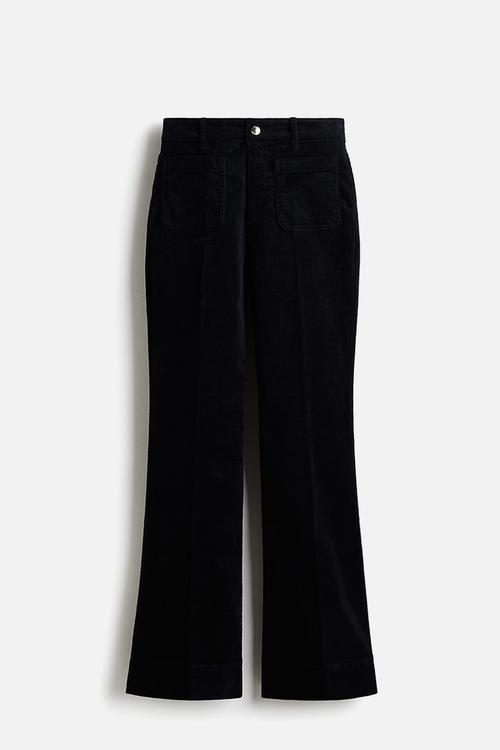 Flared corduroy trousers - navy blue