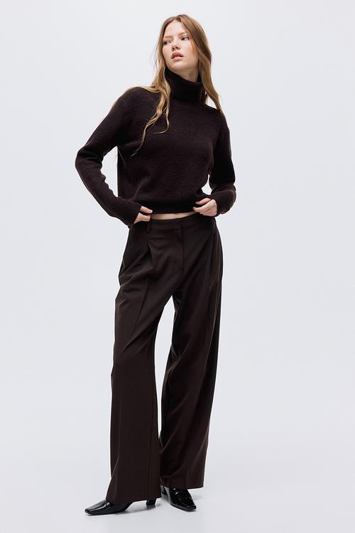 Wide tailored trousers - dark brown