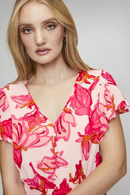 Cap Sleeve V-Neck Multi Tier Maxi Dress With Waist Tie Belt - Red
