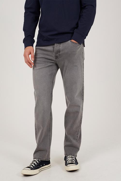 Straight Fit Denim Jeans - Grey Regular Length