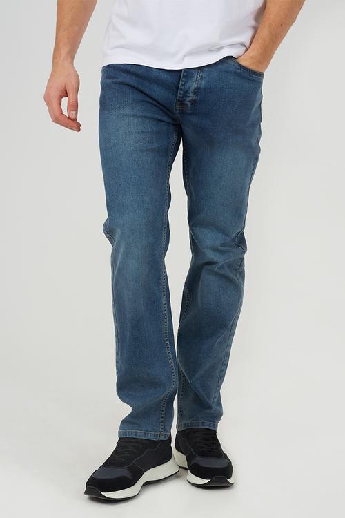 Straight Fit Denim Jeans - Mid Blue Regular Length