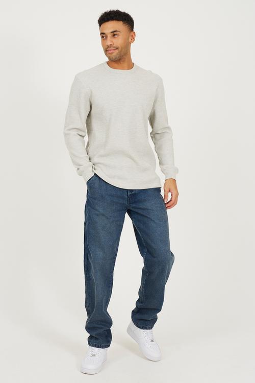 Wide Leg Denim Jean - Mid Blue Long Length