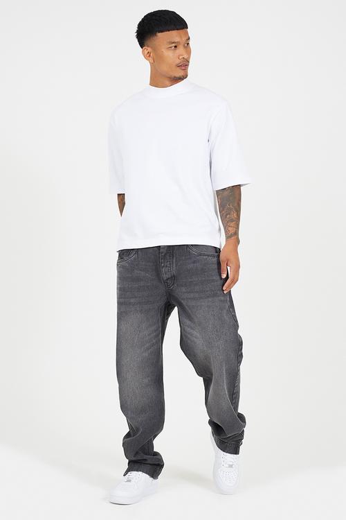 Wide Fit Denim Jean - Charcoal Wash Long Length