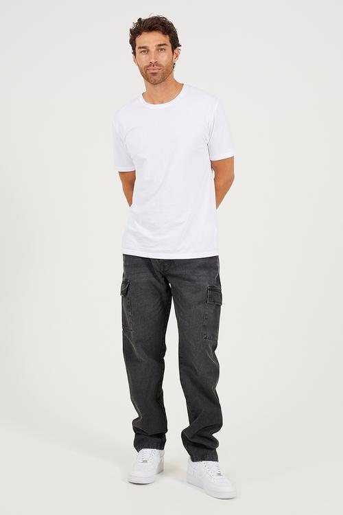 Wide Leg Denim Jean - Charcoal Wash Long Length