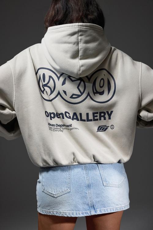 Open Gallery Boxy Hoodie - Og Washed Sunbleached Khaki/Triad