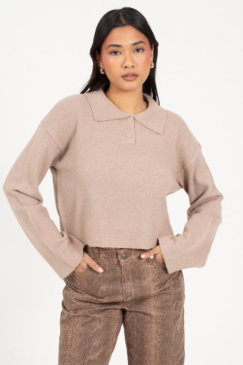 JumperWith Deep Cuff - Mink Melange