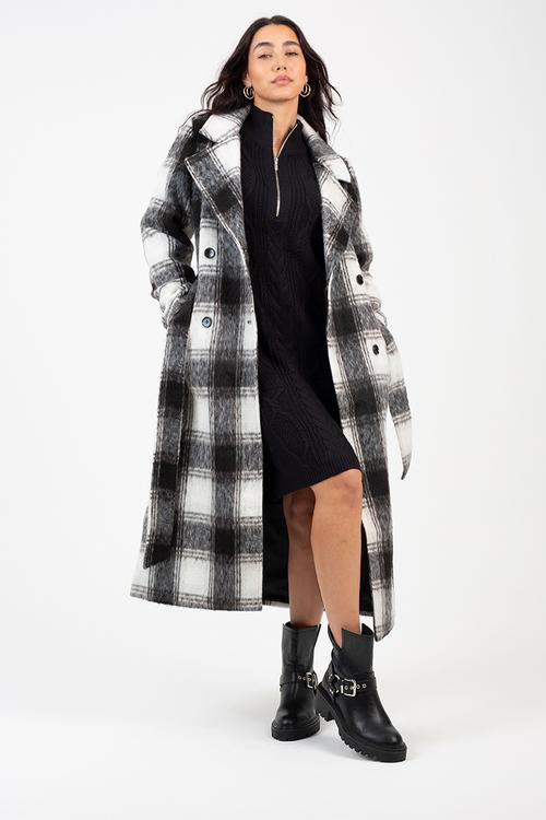 Half Zip Neck All Over Cable Dress - Black