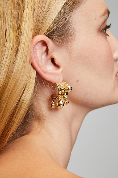 Delaney Metal Bead Cluster Pin Earrings - Gold