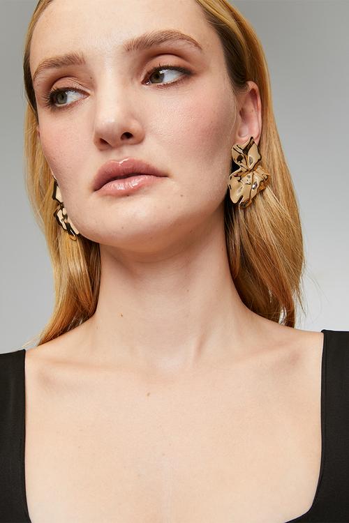 Denali Abstract Leaf Pin Earrings - Gold