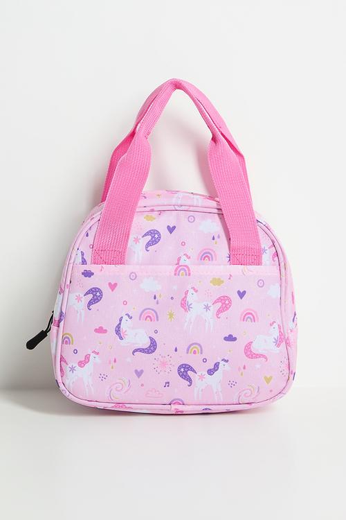 Unicorn aop lunch bag - pink