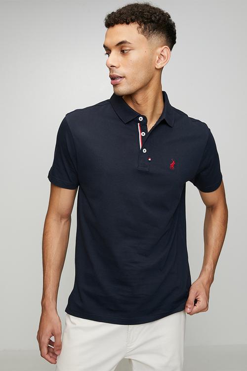 Jensen Badge Short sleeve Golfer - Navy