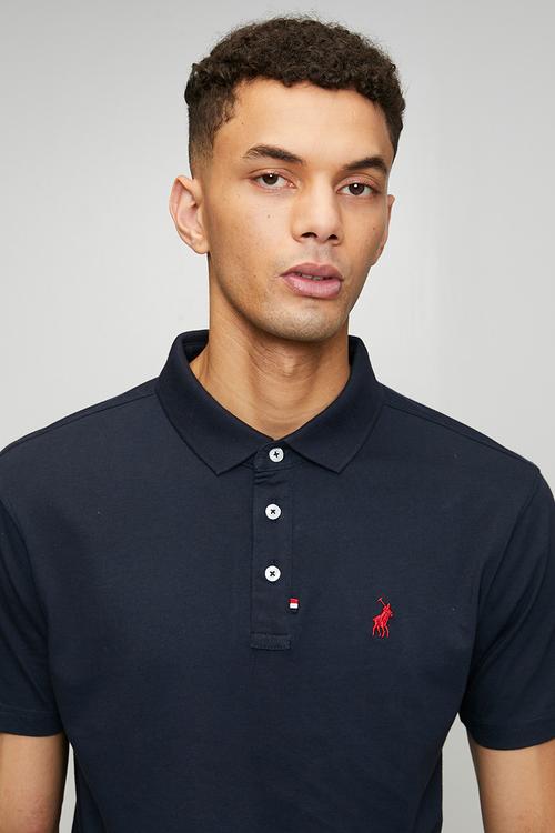 Jensen Badge Short sleeve Golfer - Navy
