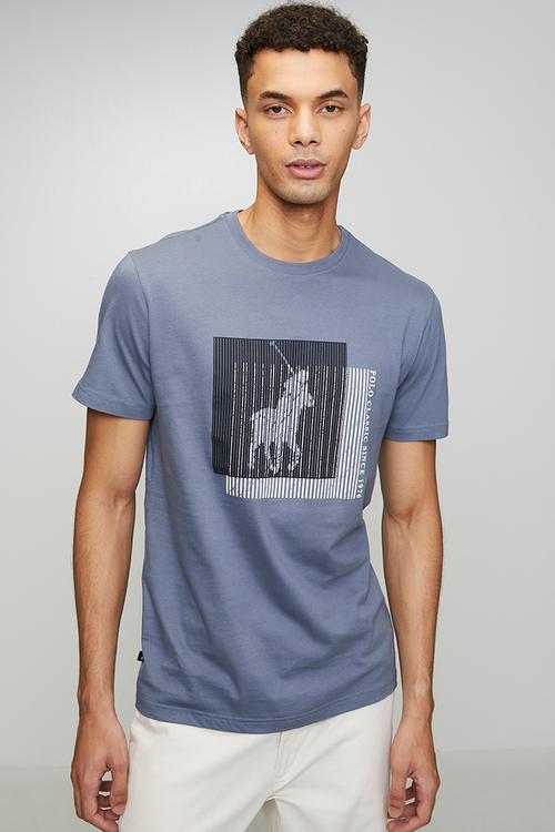 Issa Block Printed Short sleeve Tee - Blue