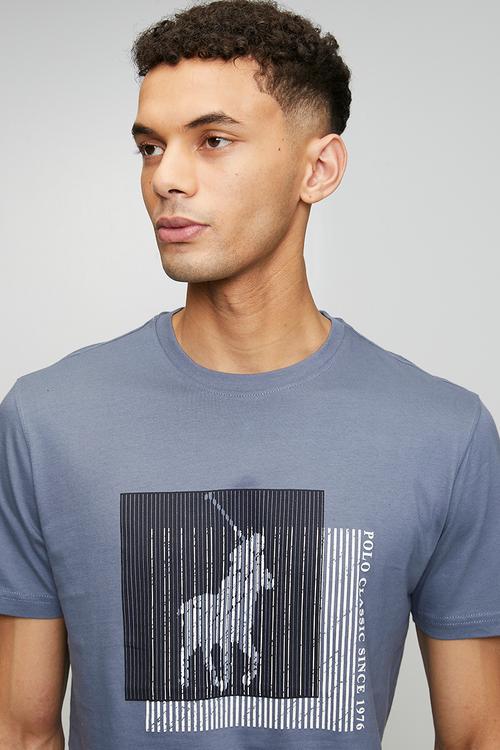 Issa Block Printed Short sleeve Tee - Blue