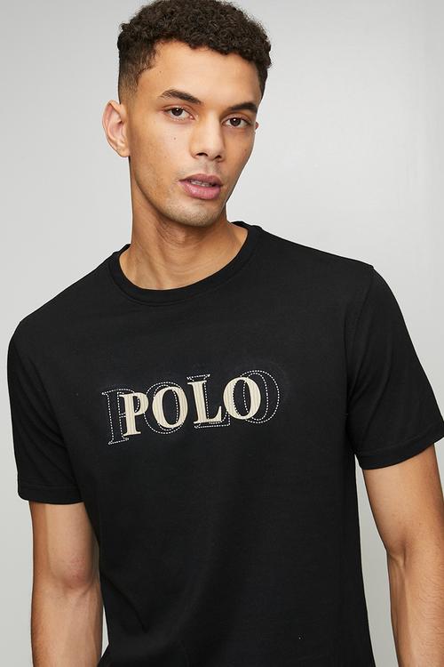 Nate Stitch Printed Logo Short sleeve Tee - Black