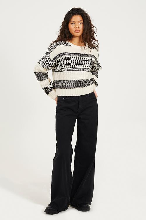 Oversized Jumper - Cream/Black