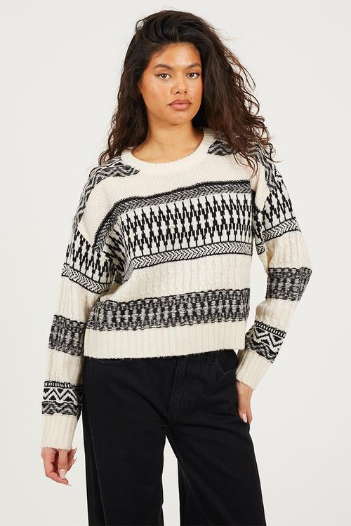 Oversized Jumper - Cream/Black