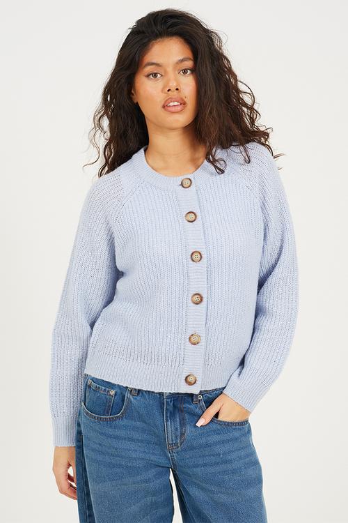 Crew Neck StripeCardi - Blue