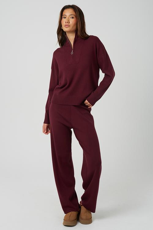Knitted Co-Ord Set - Wine