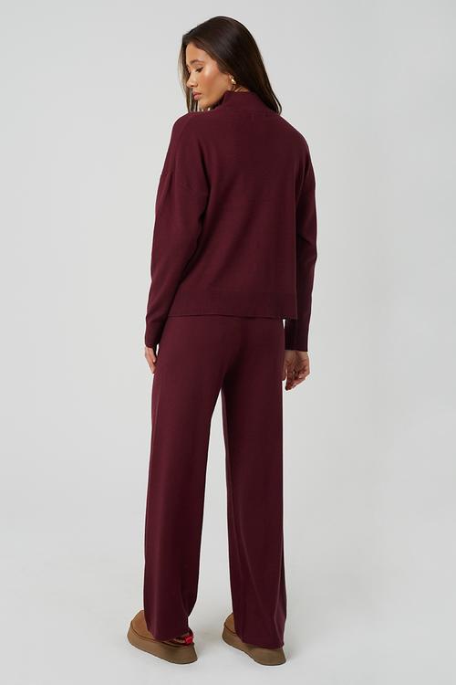 Knitted Co-Ord Set - Wine