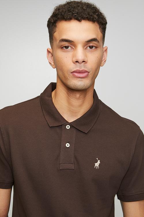 Carter Essential Pique Short sleeve Golfer - Chocolate