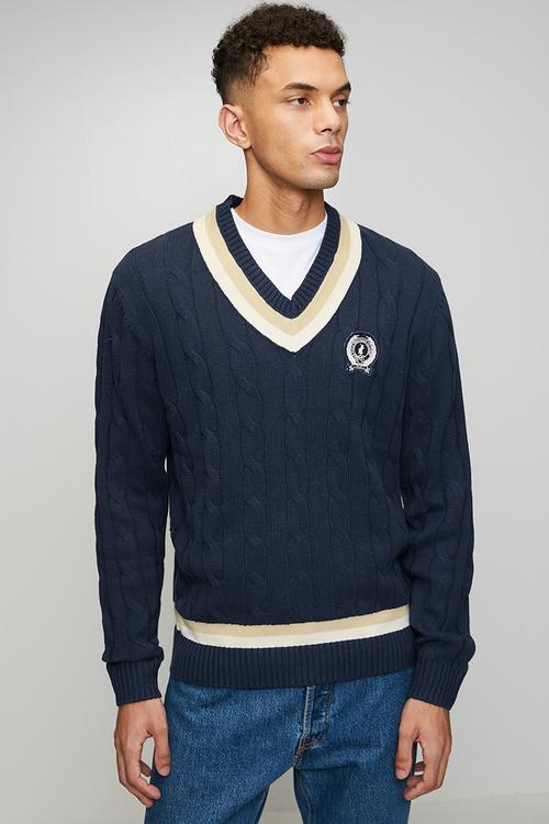 Kan Cable Long sleeve Knitwear - Navy