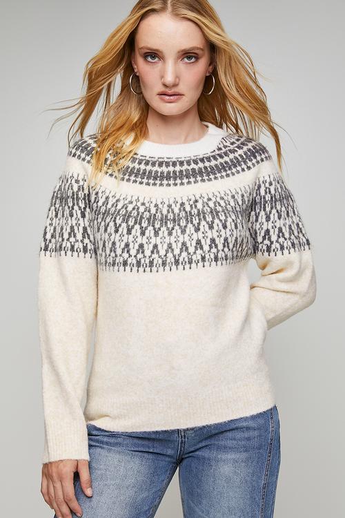 Long Sleeve Crew Neck Raglan Shape Knitwear Jersey - Beige