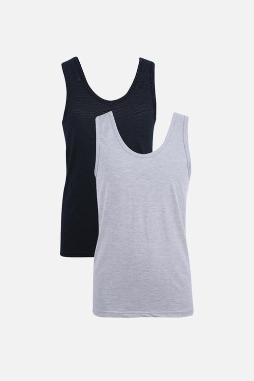 2 Pack Eyelet Vest - Black & Grey